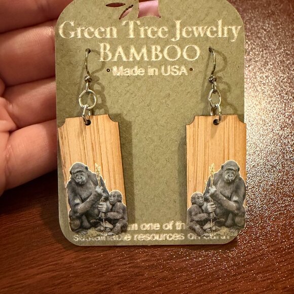 Green Tree Jewelry - Green Tree Bamboo Earrings "Gorilla"